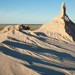 The Lake Mungo lunette has eroded significantly in the recent past. Photograph © Ian Brown